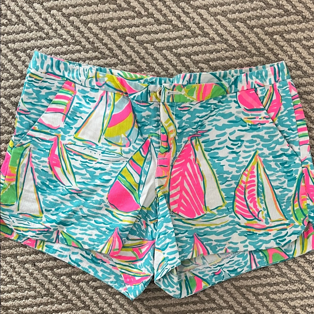 Lilly Pulitzer Pink and Blue Sailboat Women's Shorts